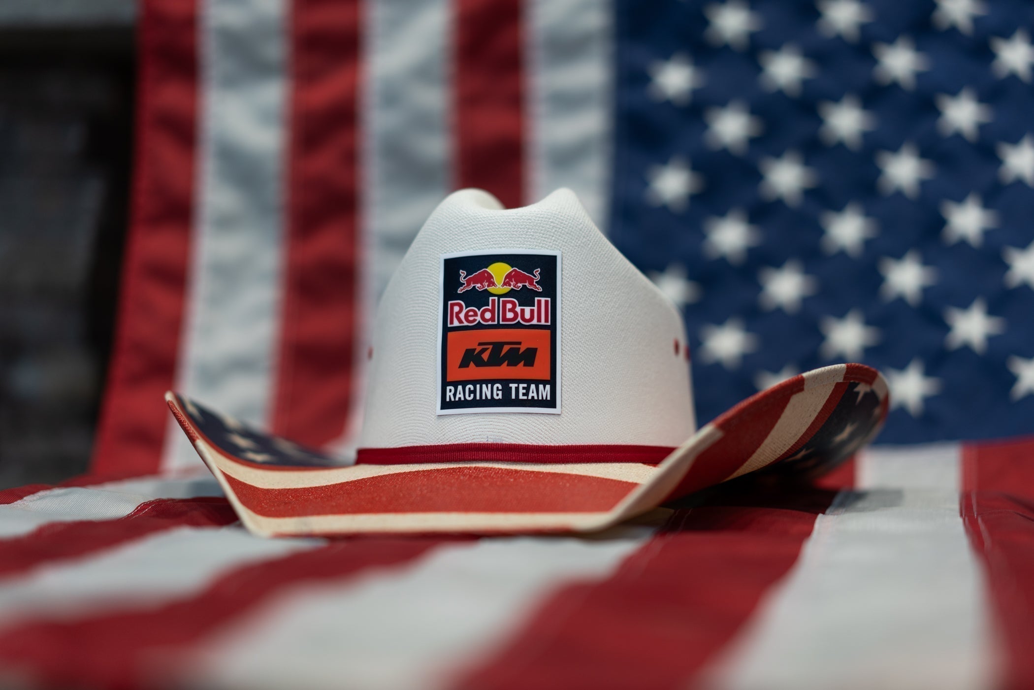 Red Bull KTM Flag Cowboy Hat: 4th of July Special Edition Moto Style