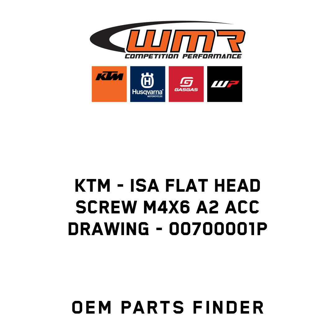 ISA flat head screw M4x6 A2 acc drawing
