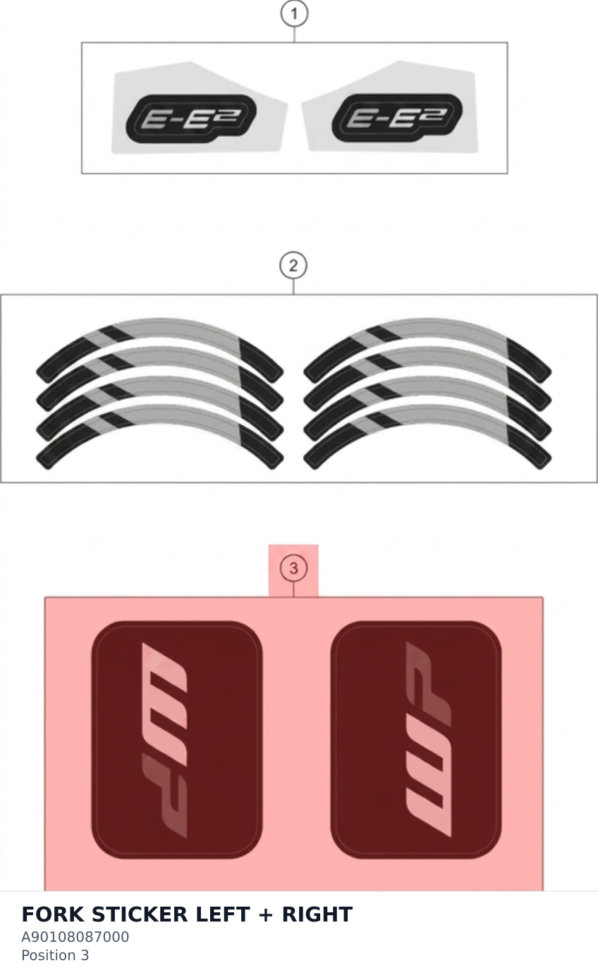 Diagram preview: FORK STICKER LEFT + RIGHT (A90108087000)
