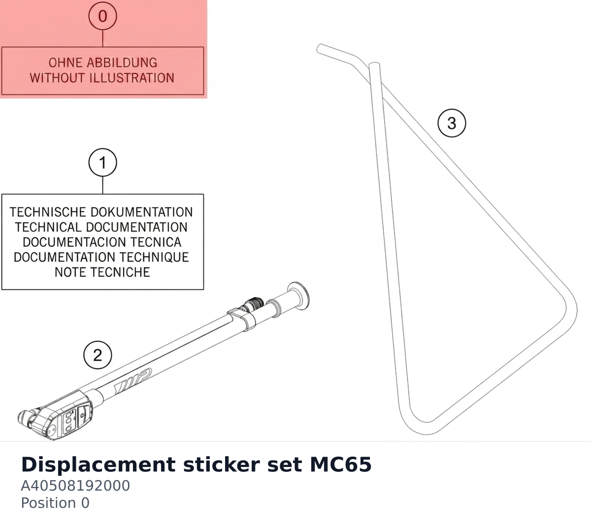 Diagram preview: Displacement sticker set MC65 (A40508192000)