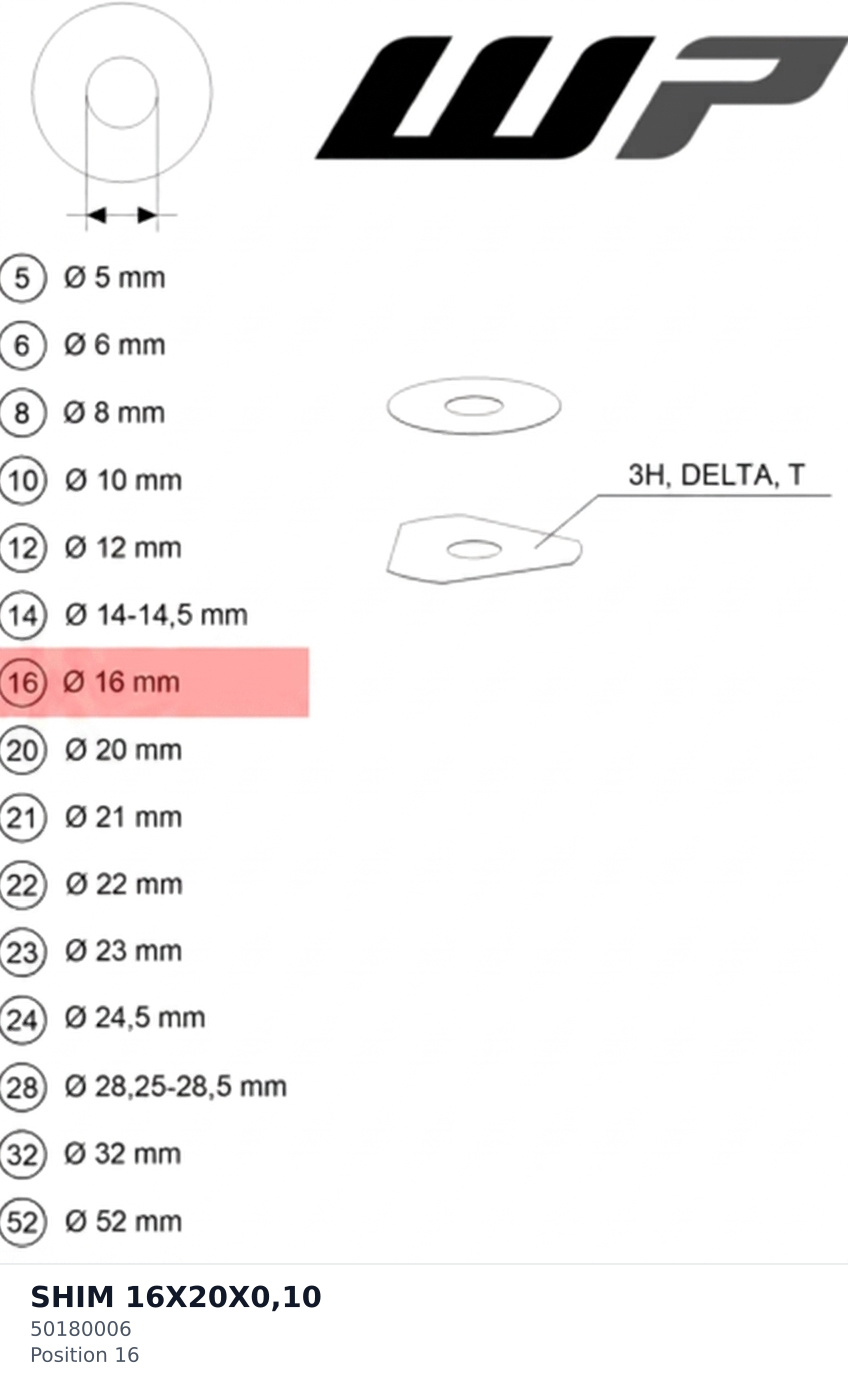 Diagram preview: SHIM 16X20X0,10 (50180006)