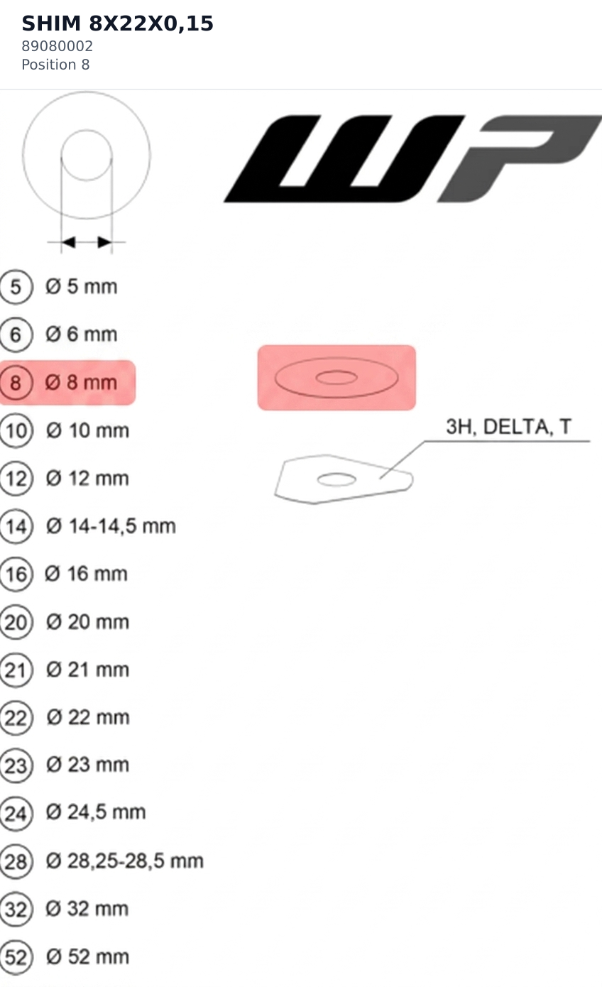 Diagram preview: SHIM 8X22X0,15 (89080002)