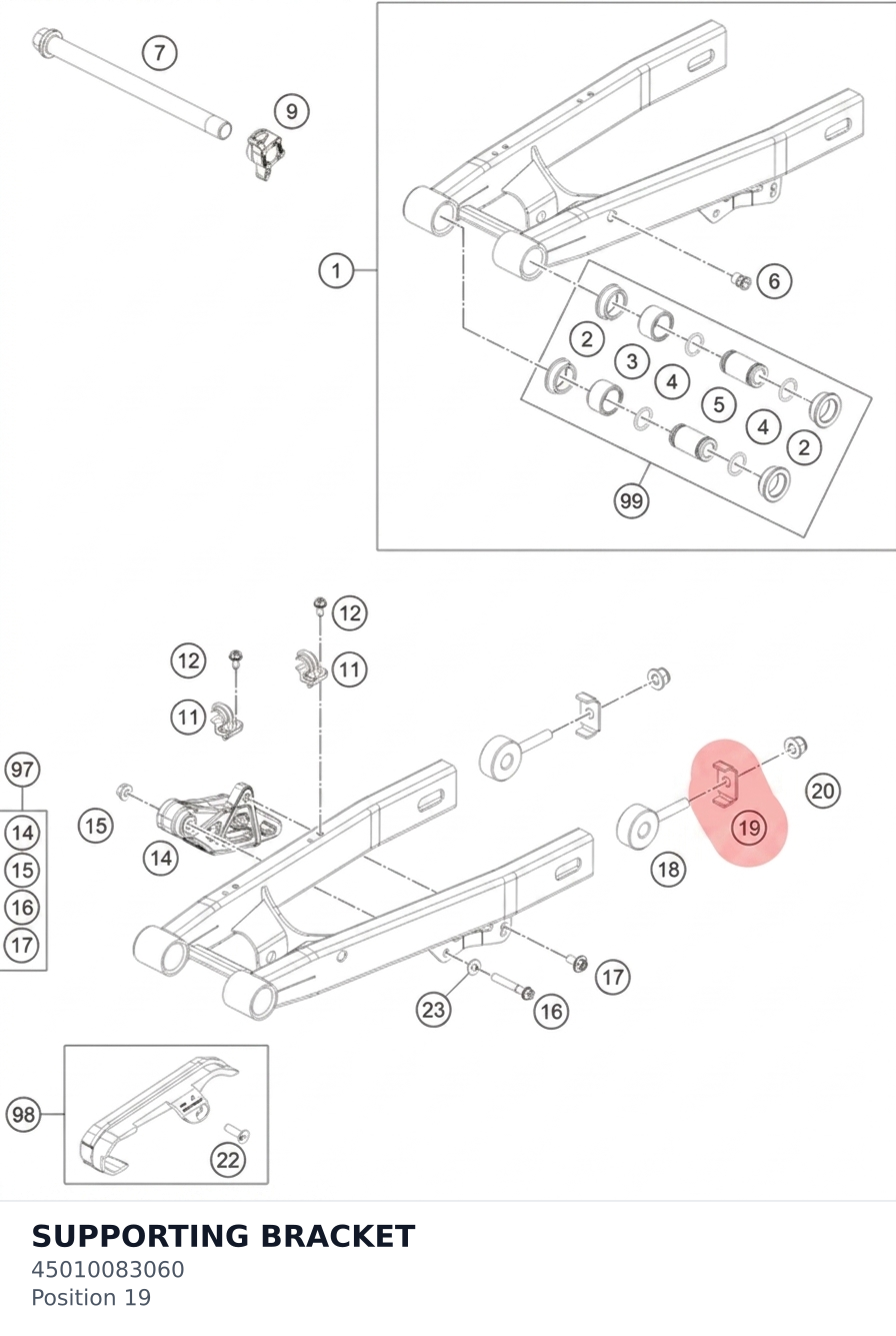 Diagram preview: SUPPORTING BRACKET (45010083060)
