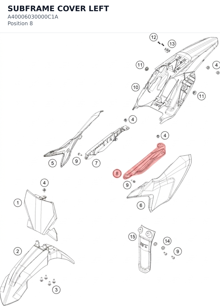 Diagram preview: SUBFRAME COVER LEFT (A40006030000C1A)