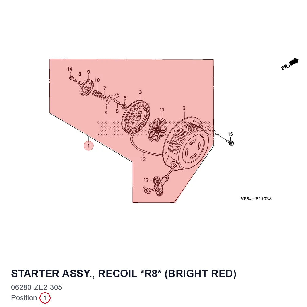 STARTER ASSY., RECOIL *R8* (BRIGHT RED)