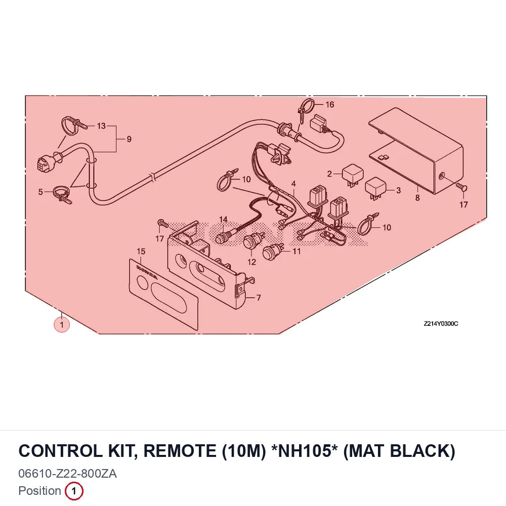 CONTROL KIT, REMOTE (10M) *NH105* (MAT BLACK)
