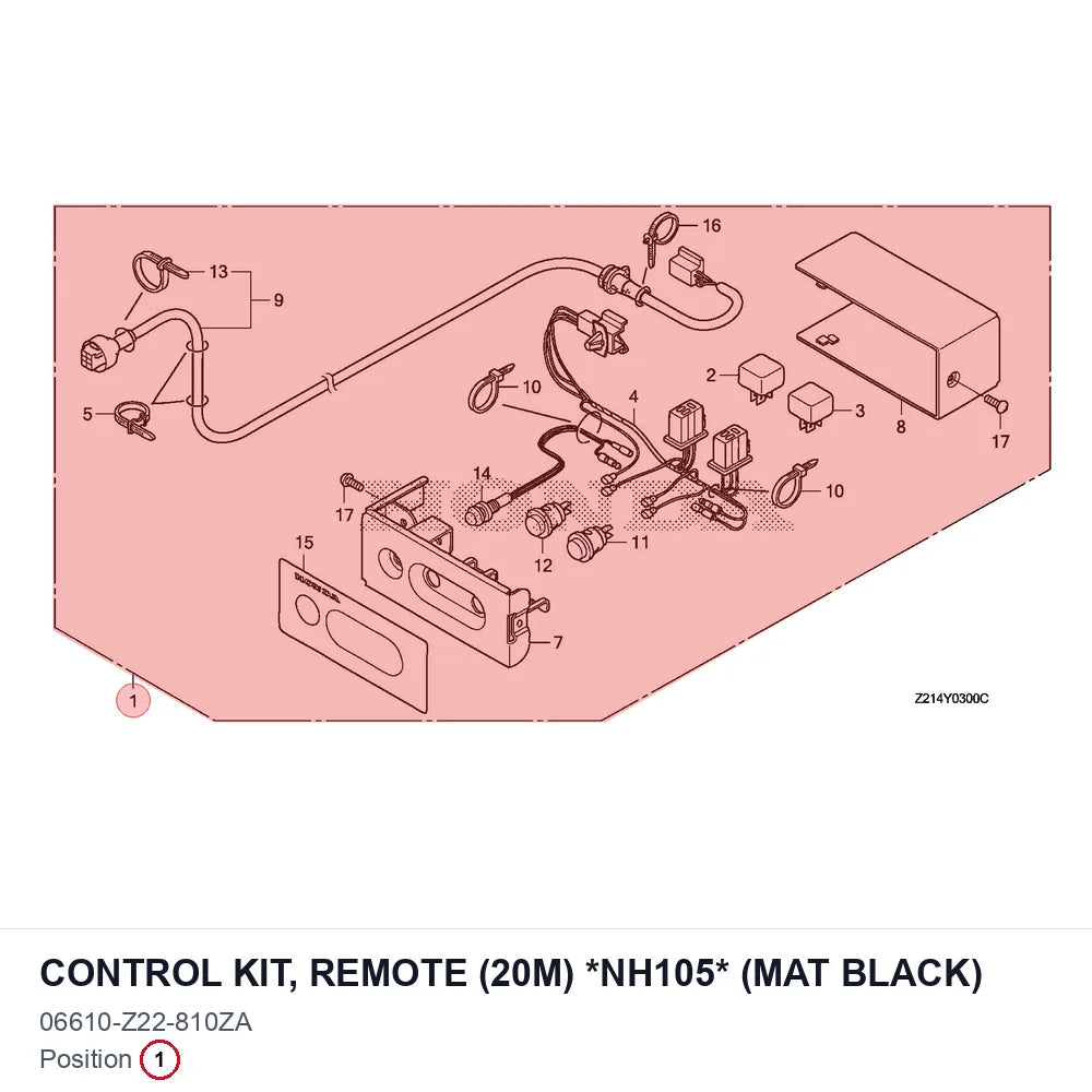 CONTROL KIT, REMOTE (20M) *NH105* (MAT BLACK)