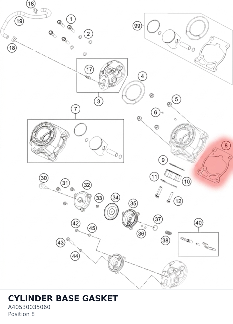 Diagram preview: CYLINDER BASE GASKET (A40530035060)