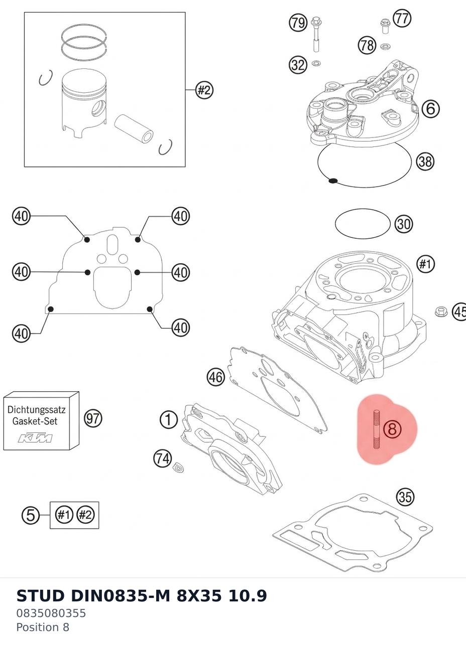 Diagram preview: STUD DIN0835-M 8X35 10.9 (0835080355)