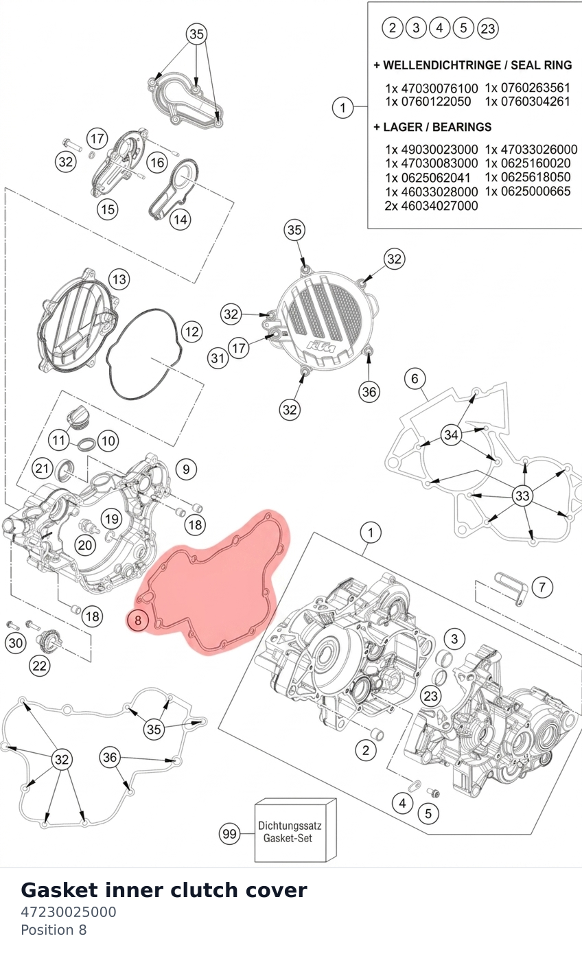 Diagram preview: Gasket inner clutch cover (47230025000)