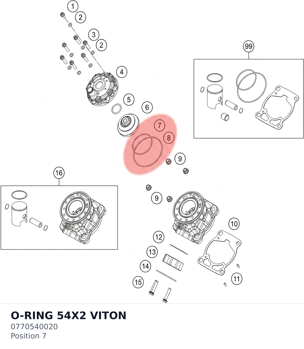 Diagram preview: O-RING 54X2 VITON (0770540020)