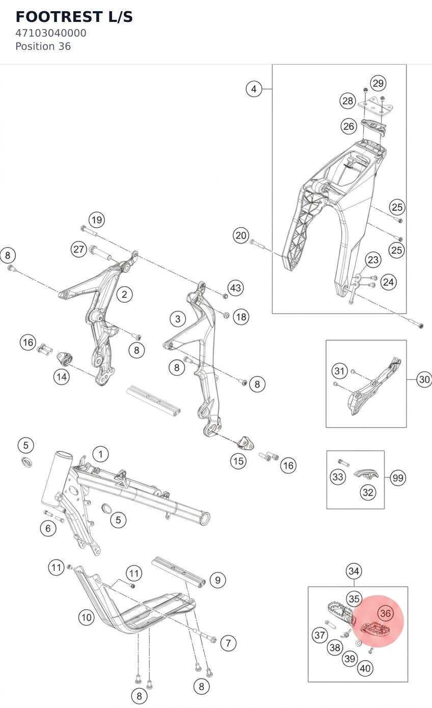 Diagram preview: FOOTREST L/S (47103040000)