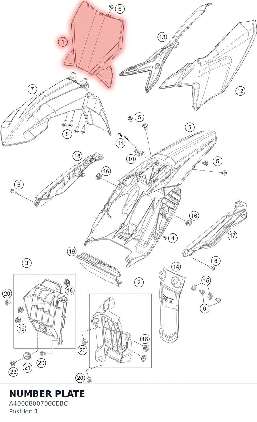 Diagram preview: NUMBER PLATE (A40008007000EBC)