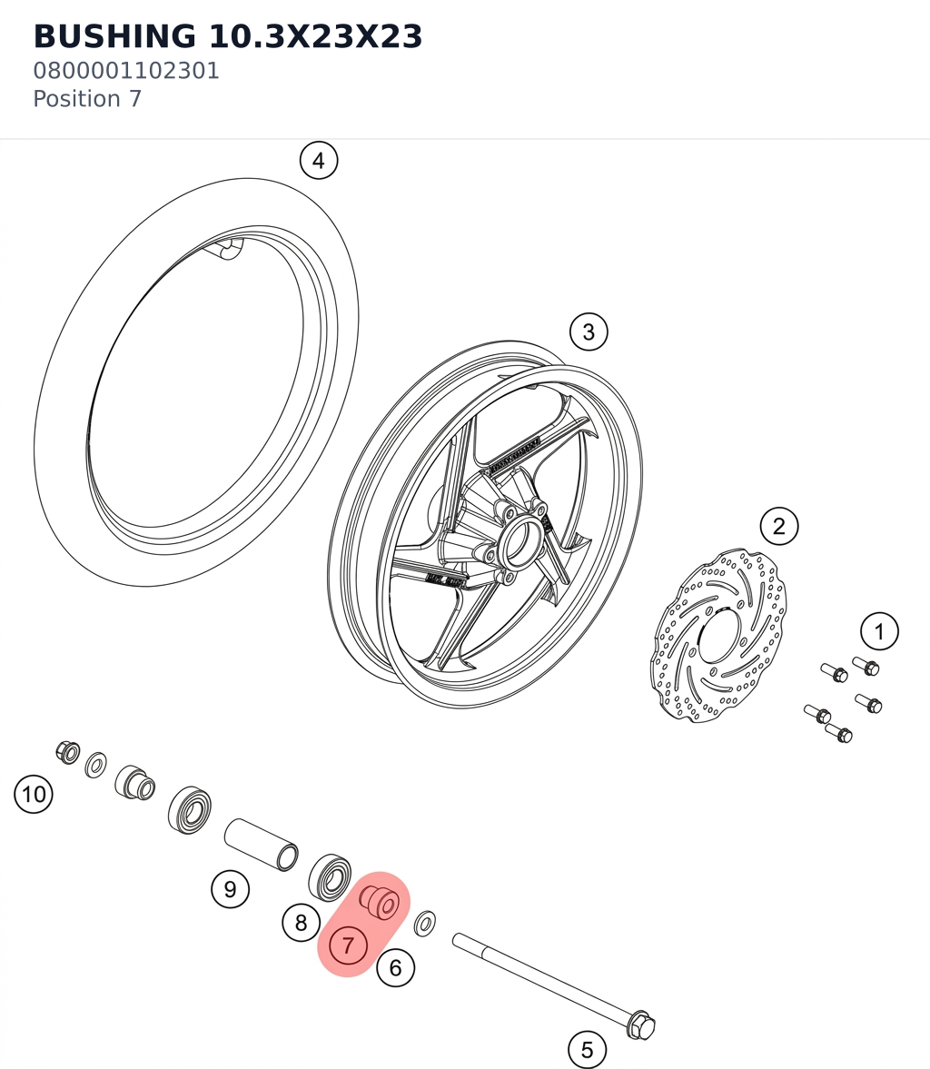 Diagram preview: BUSHING 10.3X23X23 (0800001102301)