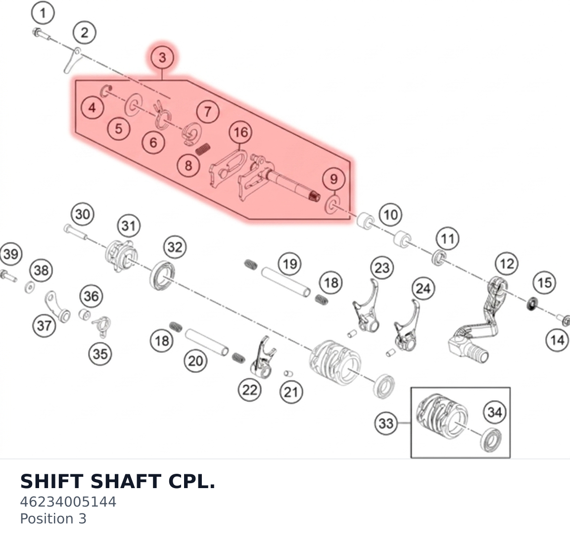 Diagram preview: SHIFT SHAFT CPL. (46234005144)
