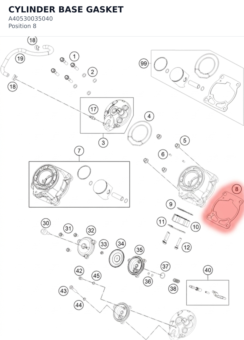 Diagram preview: CYLINDER BASE GASKET (A40530035040)