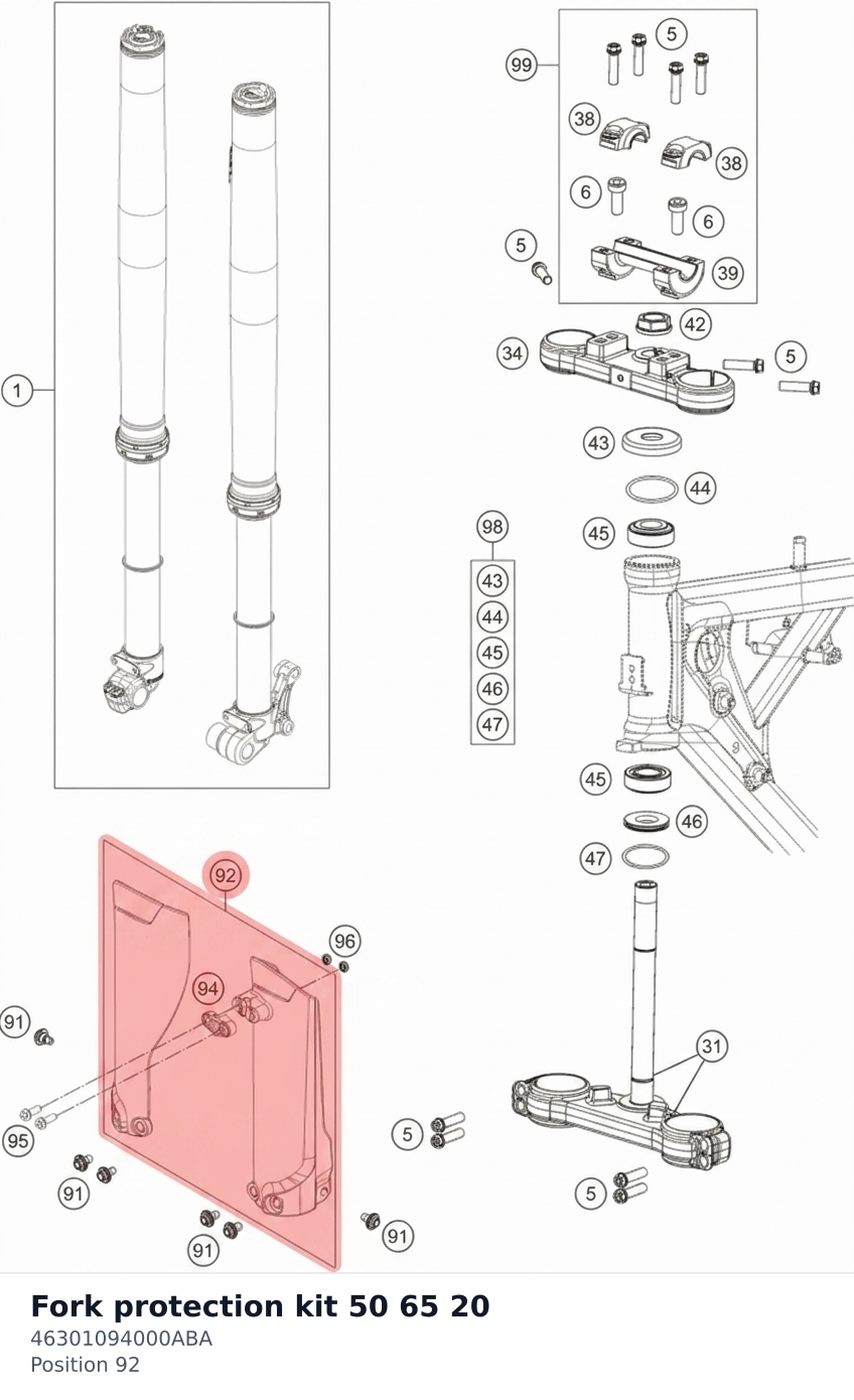 Diagram preview: Fork protection kit 50 65 20 (46301094000ABA)
