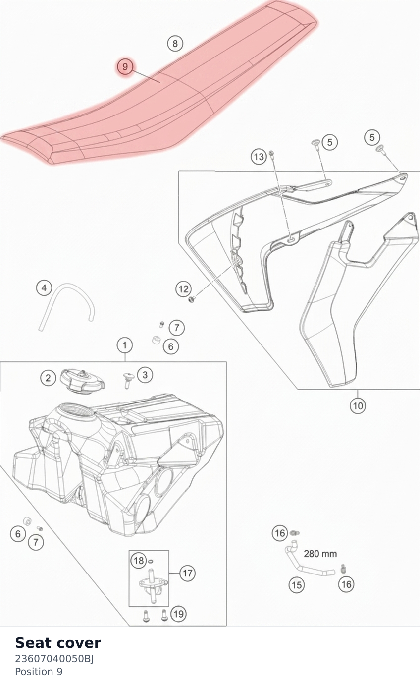 Diagram preview: Seat cover (23607040050BJ)