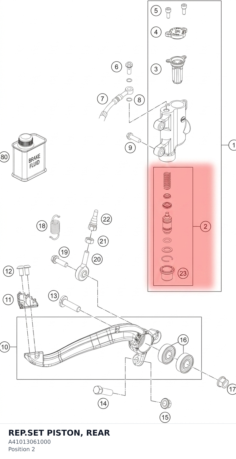 Diagram preview: REP.SET PISTON, REAR (A41013061000)