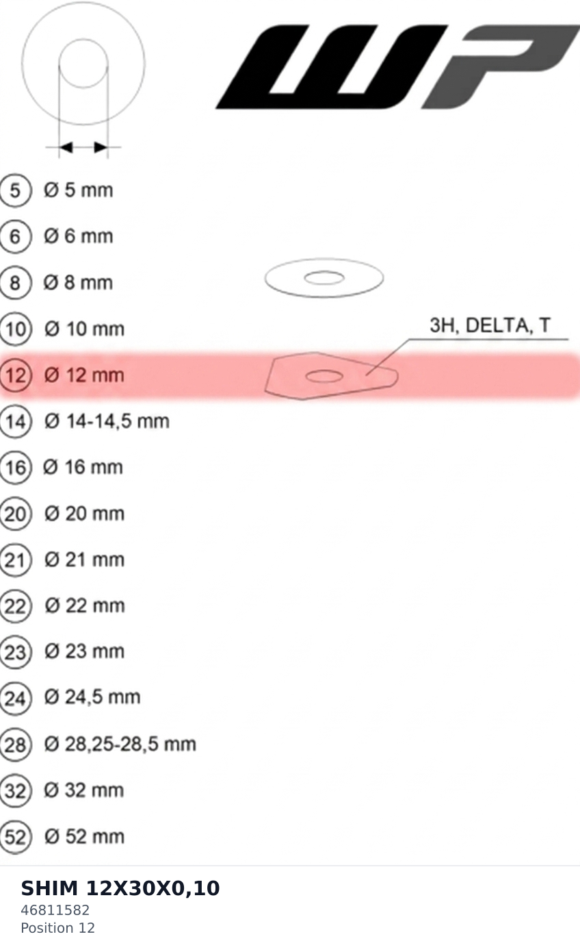 Diagram preview: SHIM 12X30X0,10 (46811582)