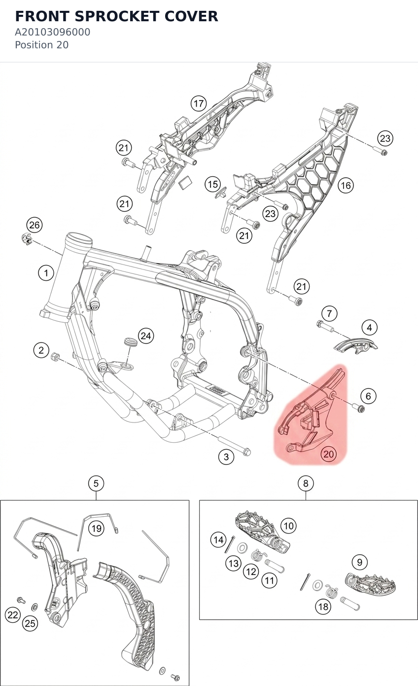 Diagram preview: FRONT SPROCKET COVER (A20103096000)