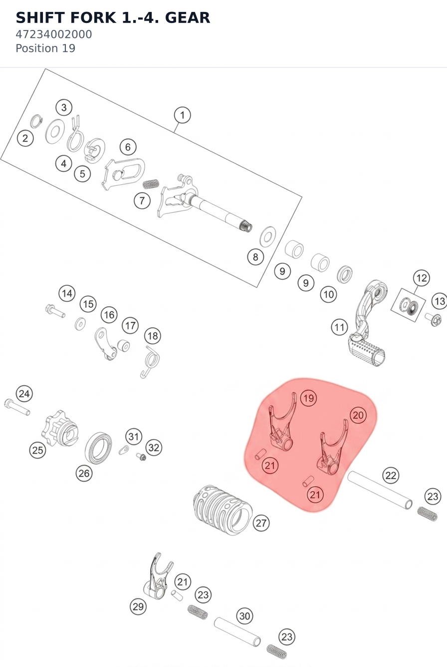 Diagram preview: SHIFT FORK 1.-4. GEAR (47234002000)