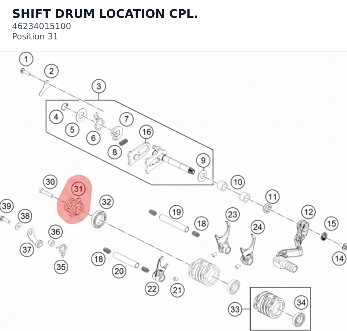 Diagram preview: SHIFT DRUM LOCATION CPL. (46234015100)