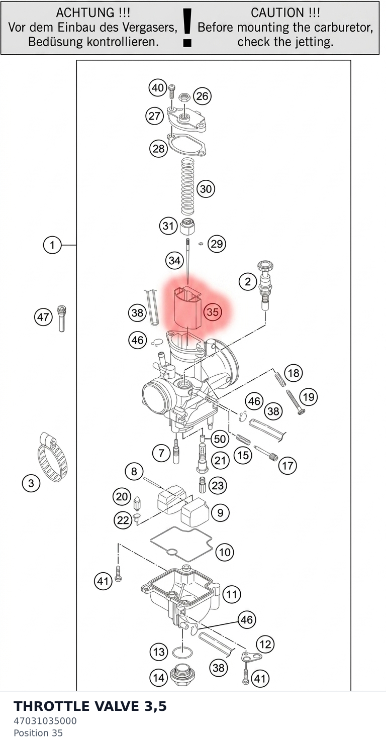 Diagram preview: THROTTLE VALVE 3,5 (47031035000)