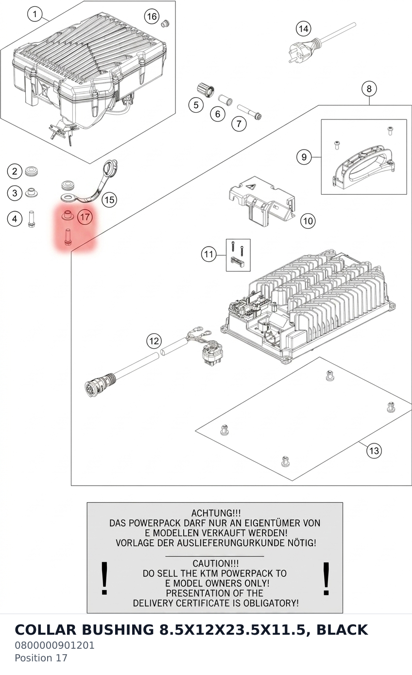 Diagram preview: COLLAR BUSHING 8.5X12X23.5X11.5, BLACK (0800000901201)