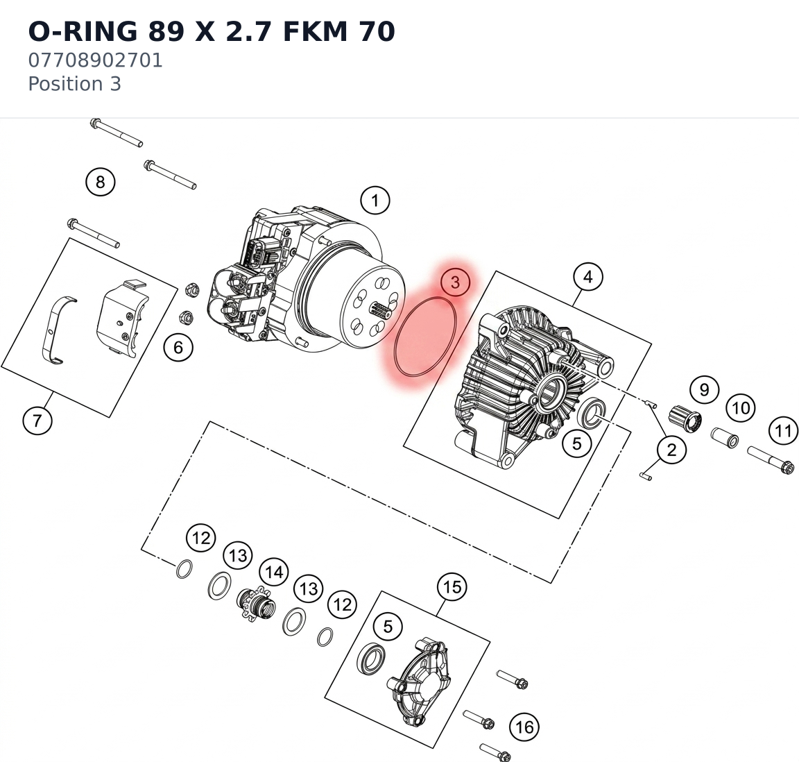 Diagram preview: O-RING 89 X 2.7 FKM 70 (07708902701)