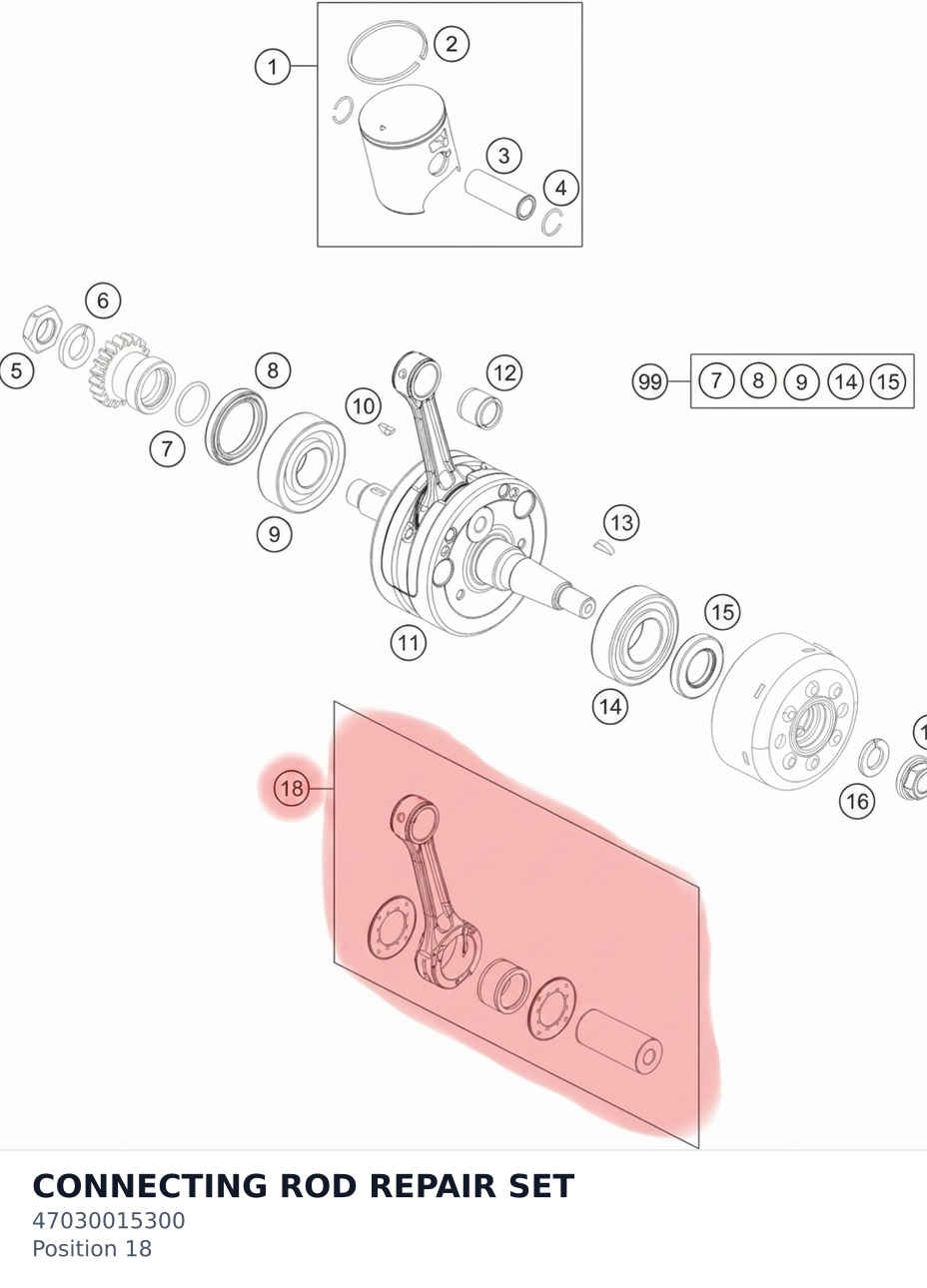 Diagram preview: CONNECTING ROD REPAIR SET (47030015300)