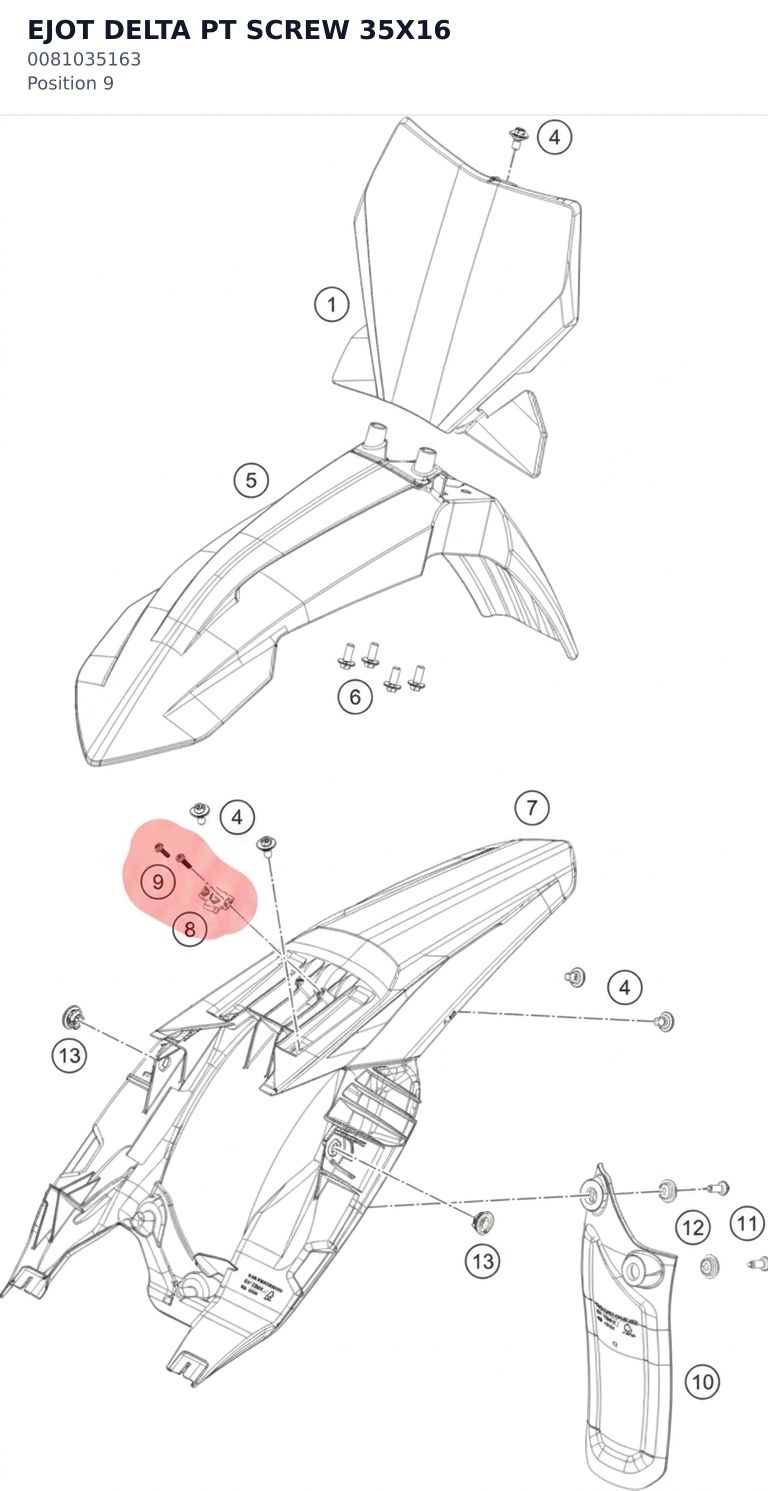 Diagram preview: EJOT DELTA PT SCREW 35X16 (0081035163)