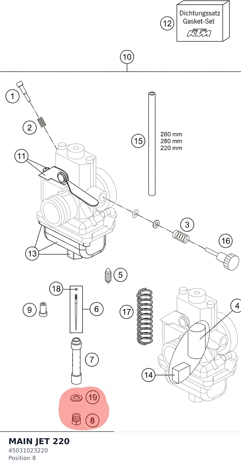 Diagram preview: MAIN JET 220 (45031023220)