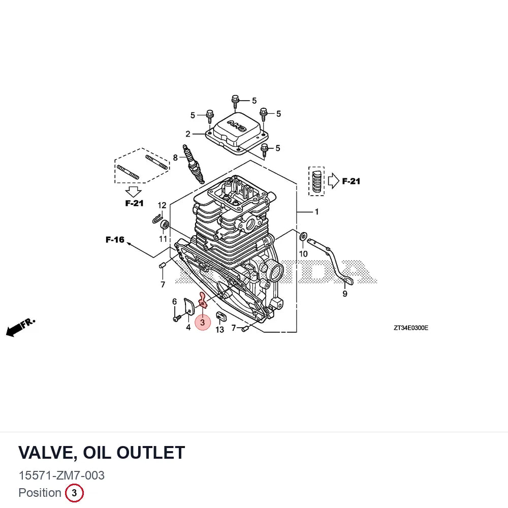 VALVE, OIL OUTLET