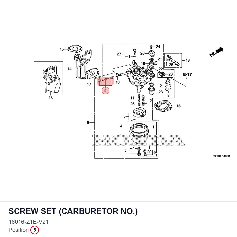 SCREW SET (CARBURETOR NO.)