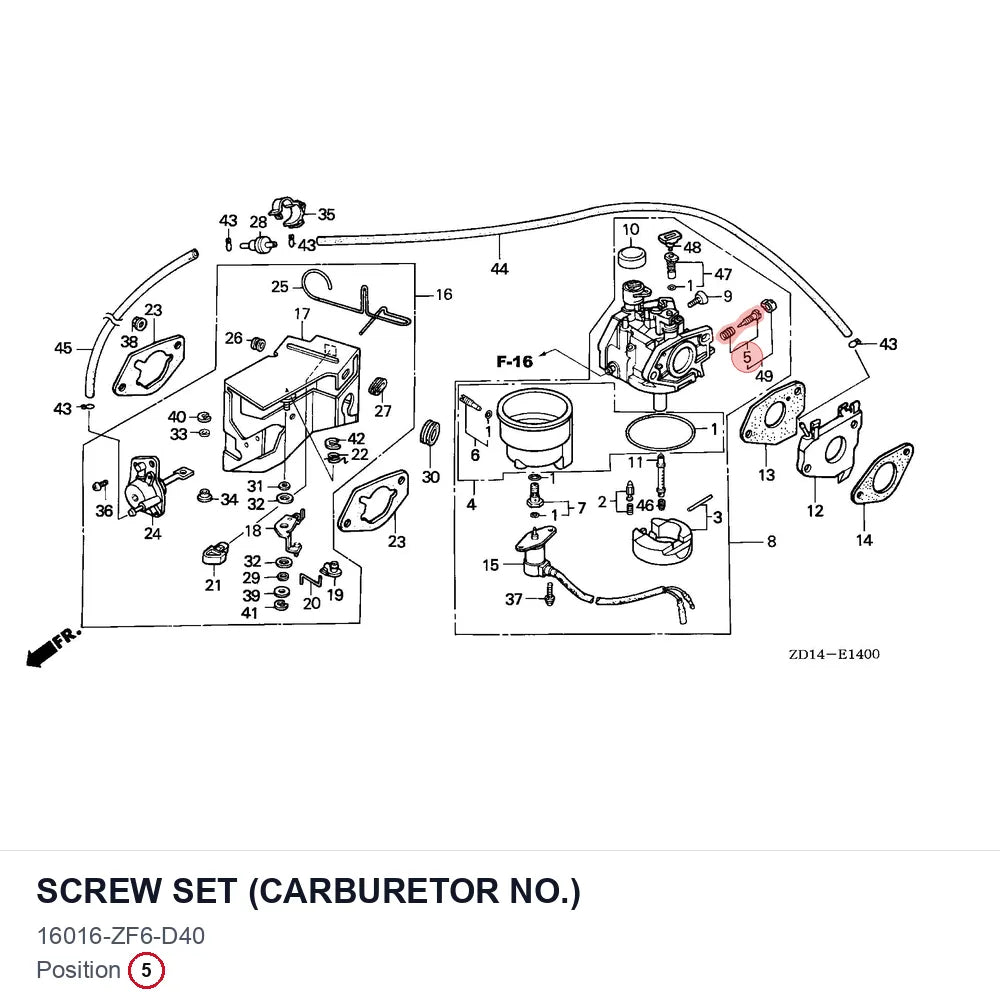 SCREW SET (CARBURETOR NO.)