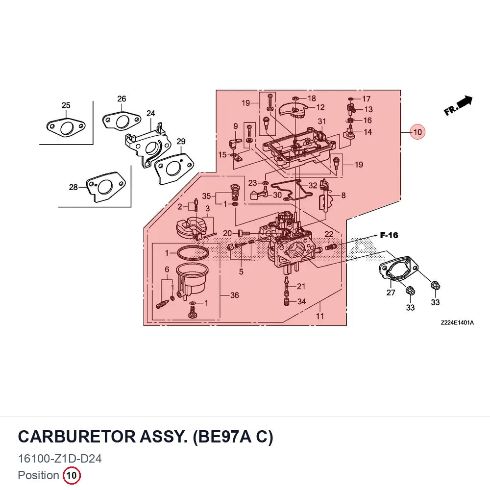 CARBURETOR ASSY. (BE97A C)