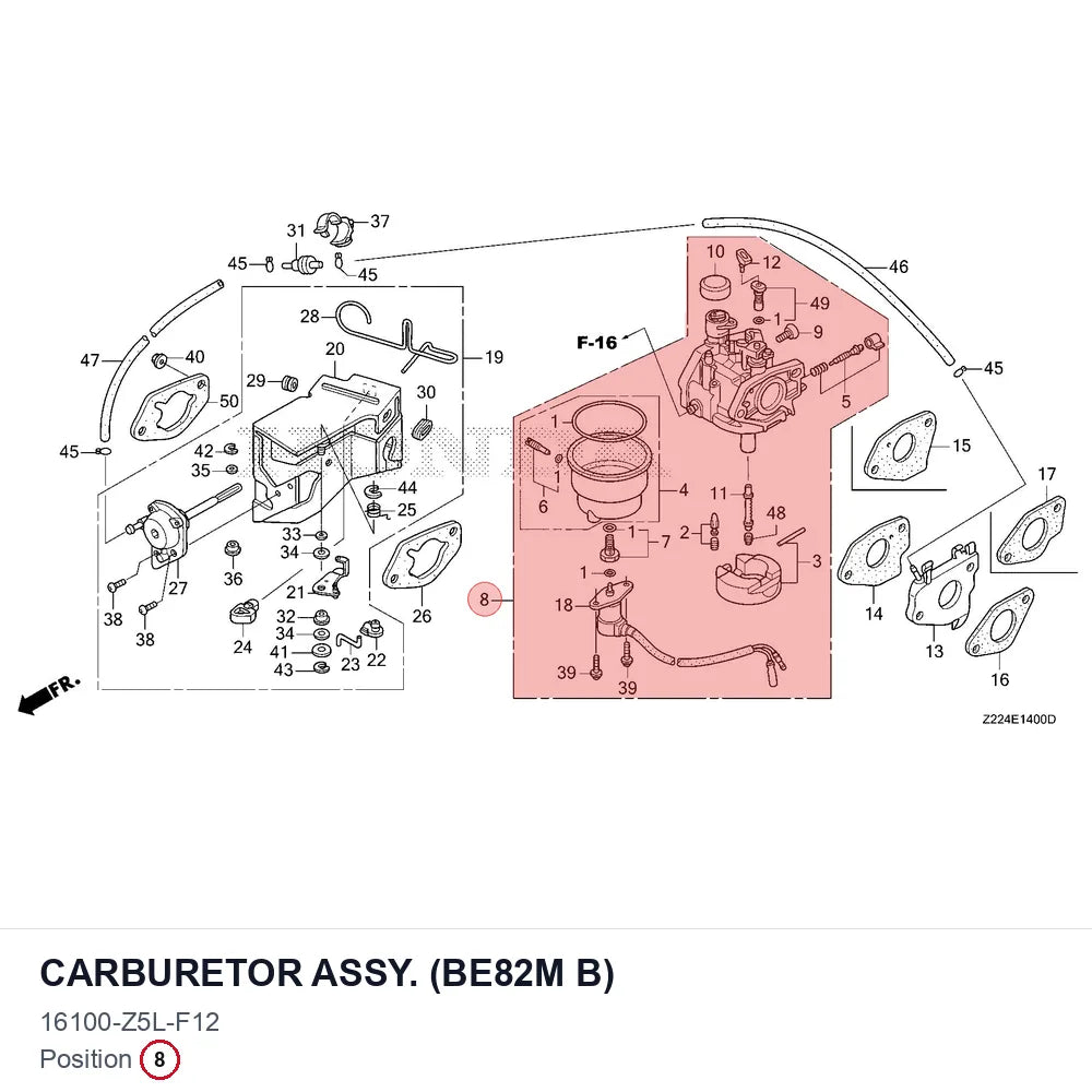 CARBURETOR ASSY. (BE82M B)