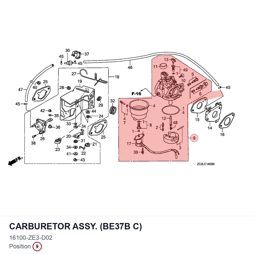 CARBURETOR ASSY. (BE37B C)