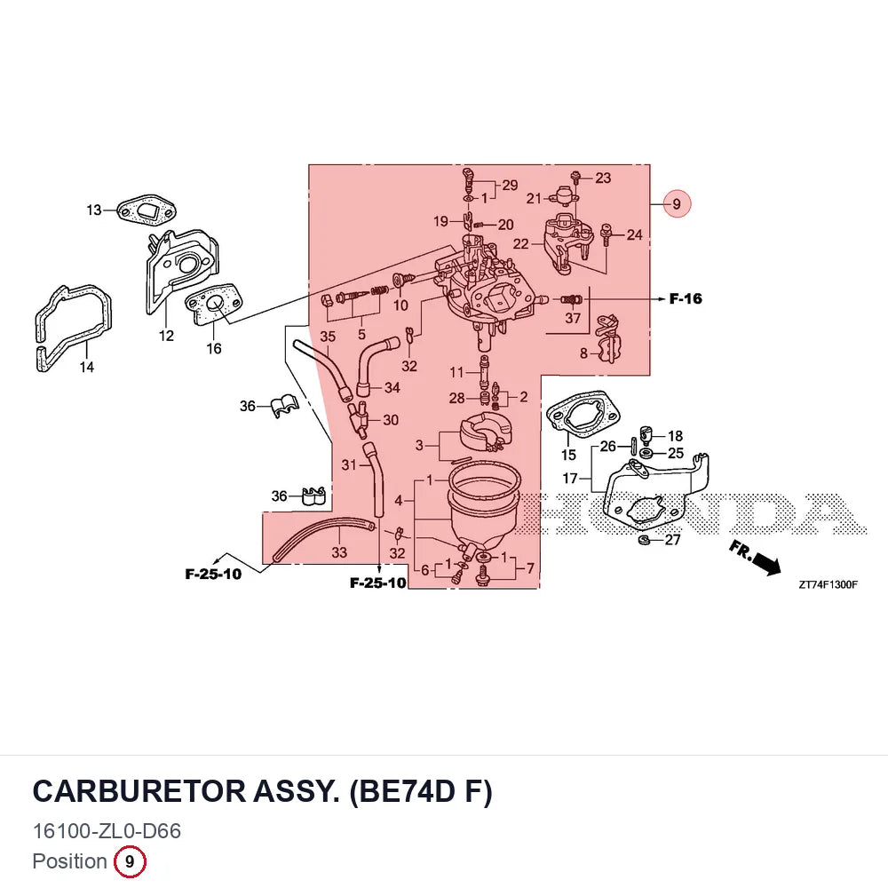 CARBURETOR ASSY. (BE74D F)