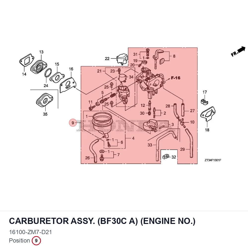 CARBURETOR ASSY. (BF30C A) (ENGINE NO.)
