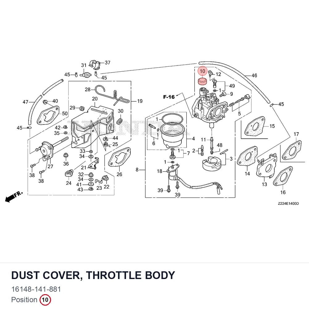 Dust cover, throttle body