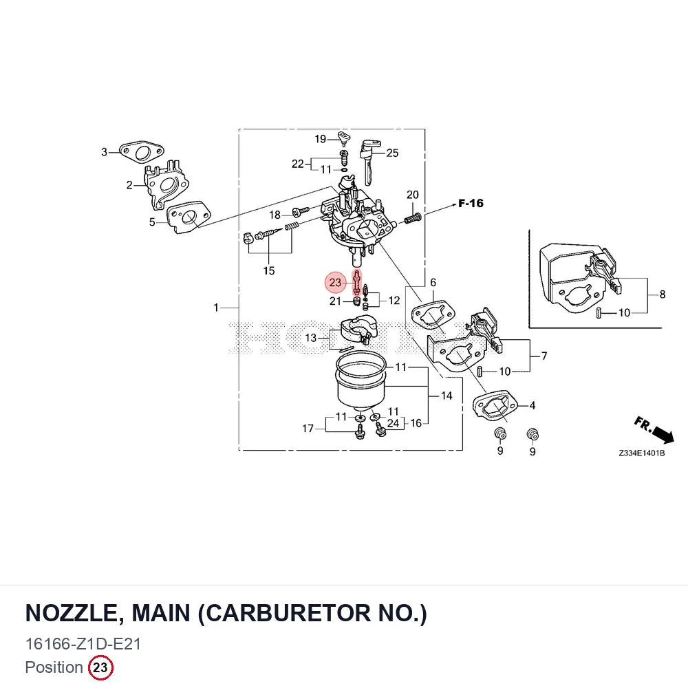 NOZZLE, MAIN (CARBURETOR NO.)