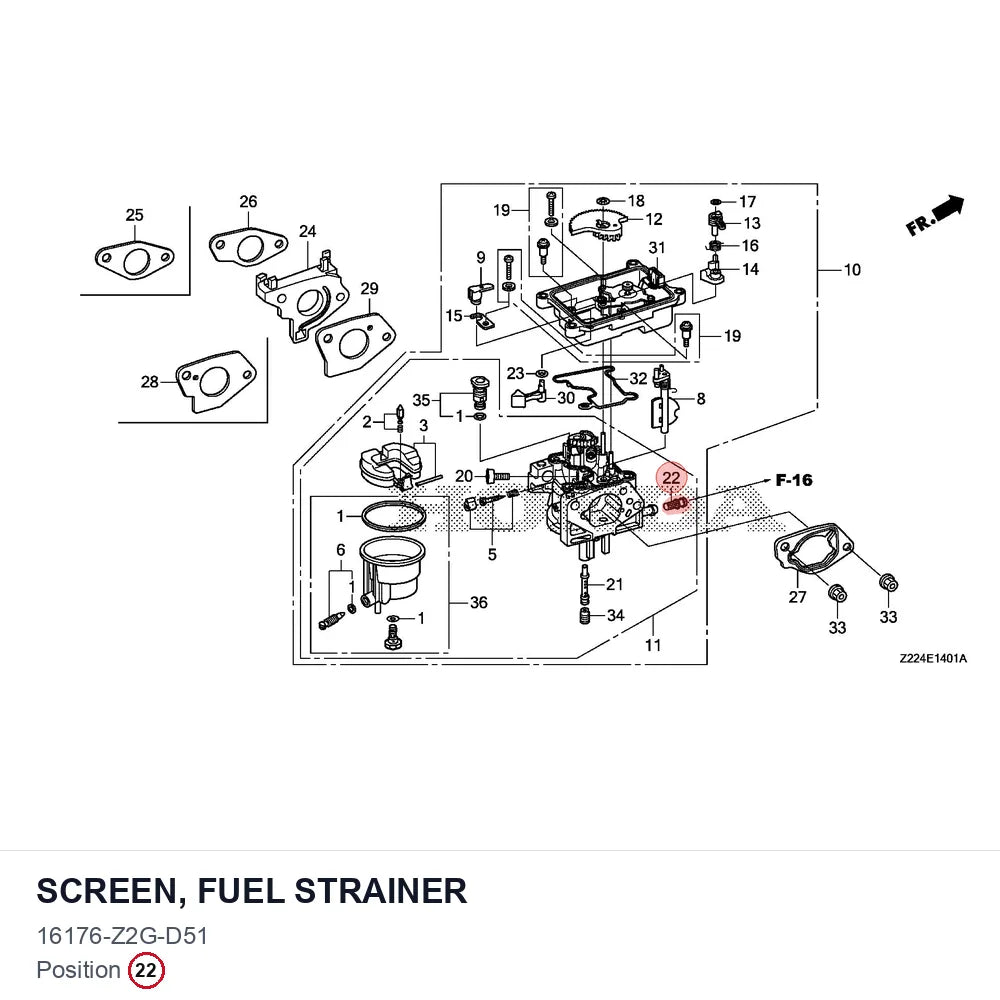 SCREEN, FUEL STRAINER