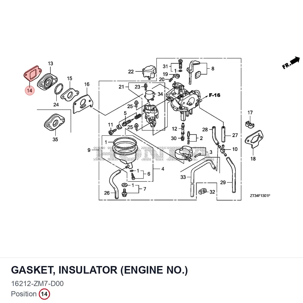 GASKET, INSULATOR (ENGINE NO.)