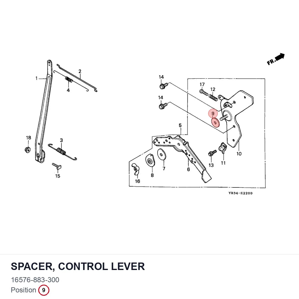 SPACER, CONTROL LEVER