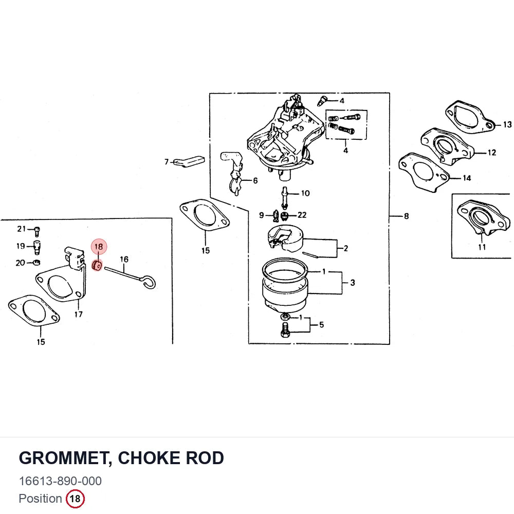 Grommet, choke rod