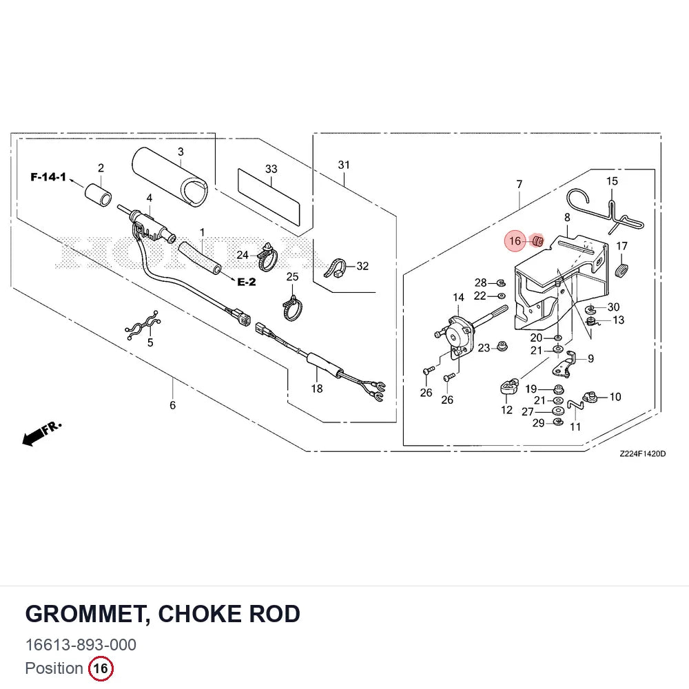 Grommet, choke rod