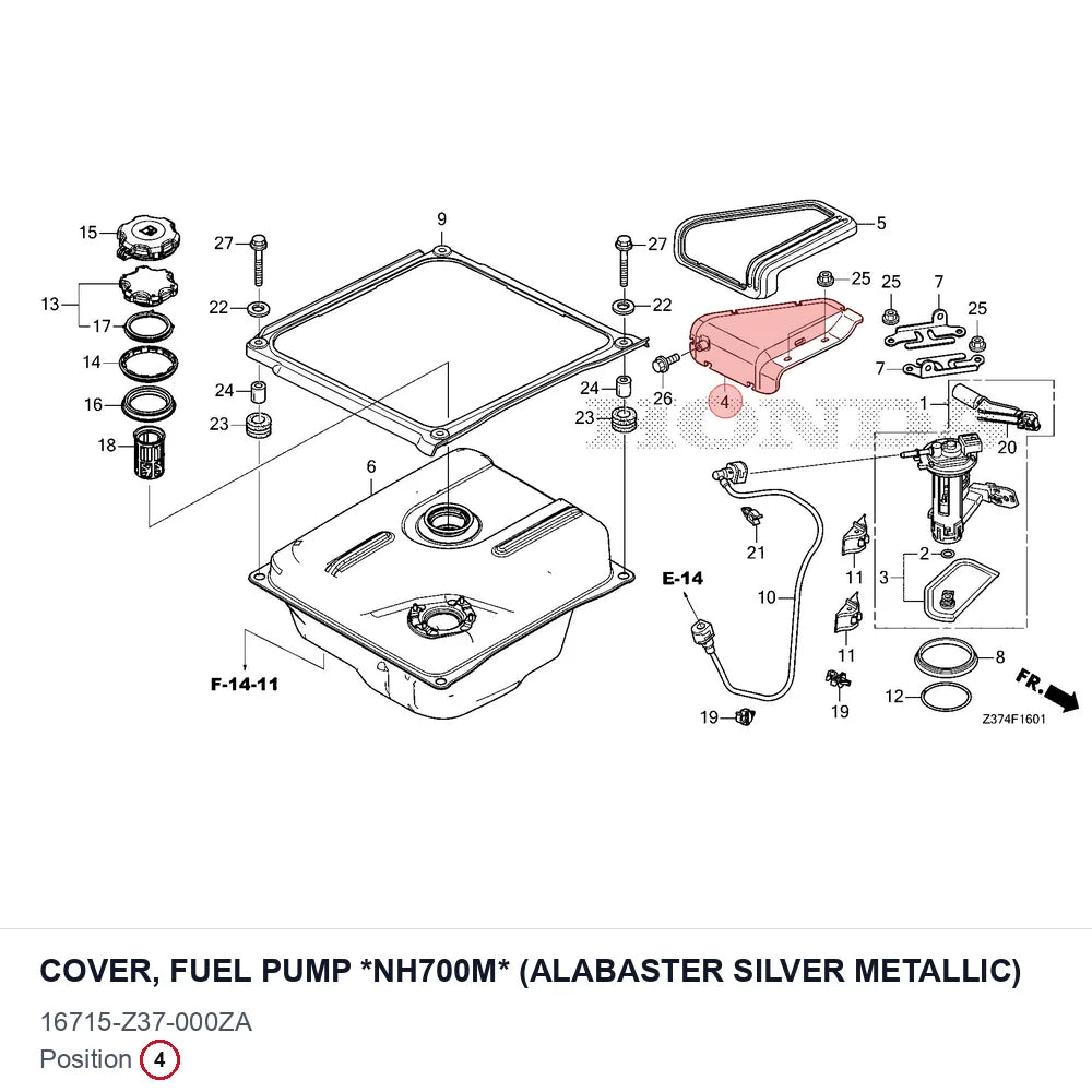 COVER, FUEL PUMP *NH700M* (ALABASTER SILVER METALLIC)
