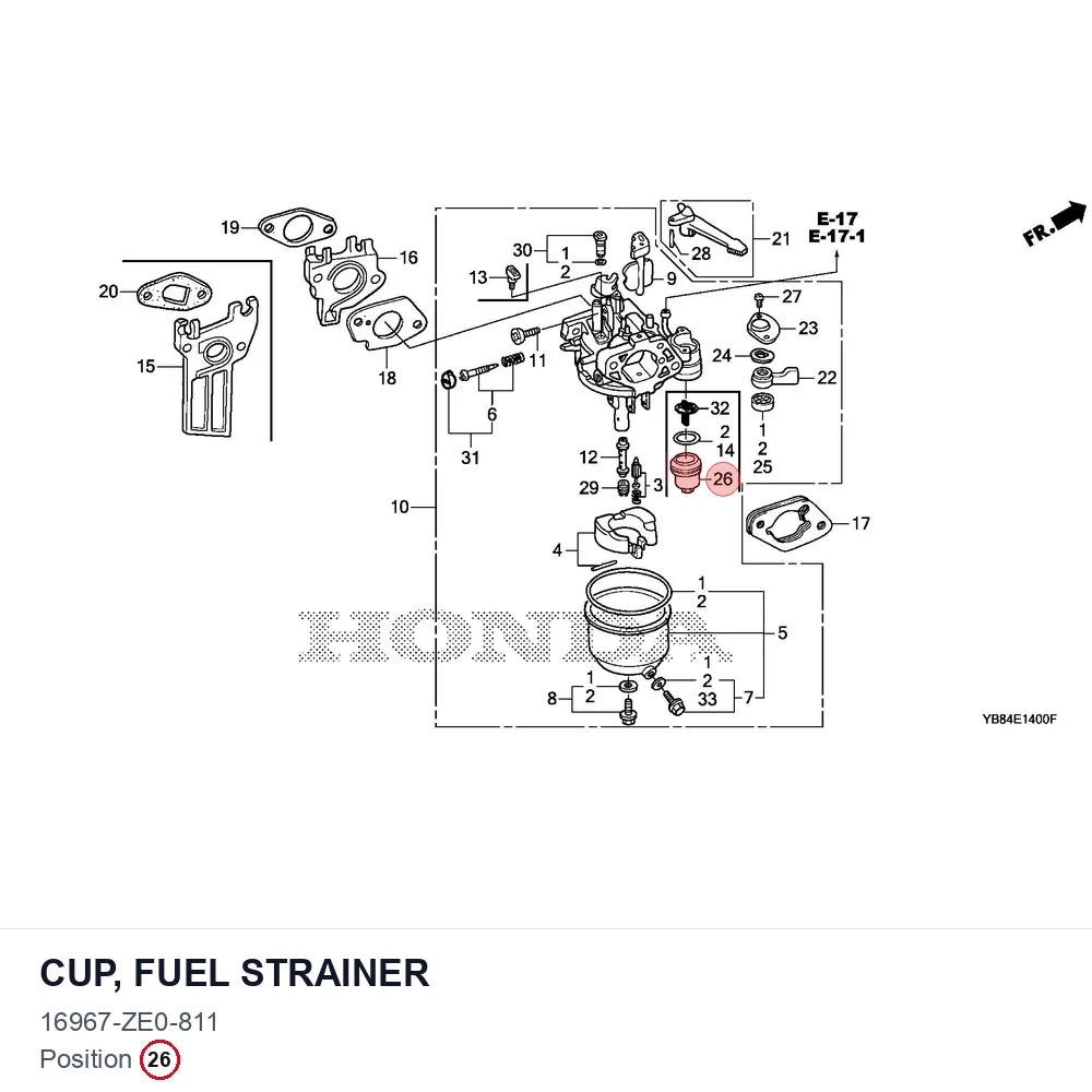 CUP, FUEL STRAINER